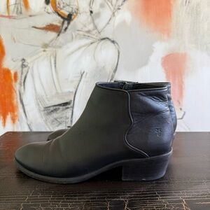 Frye Black Leather Ankle Booties
